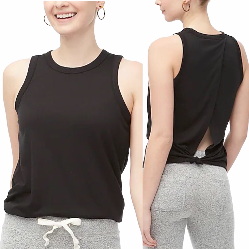 J. CREW Tie Back Tank Black Ultra Soft Fabric NWT